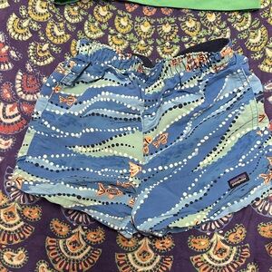 Patagonia Kids Blue and Green Patterned Shorts